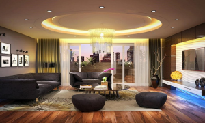 Lighting the living room with ceiling downlight